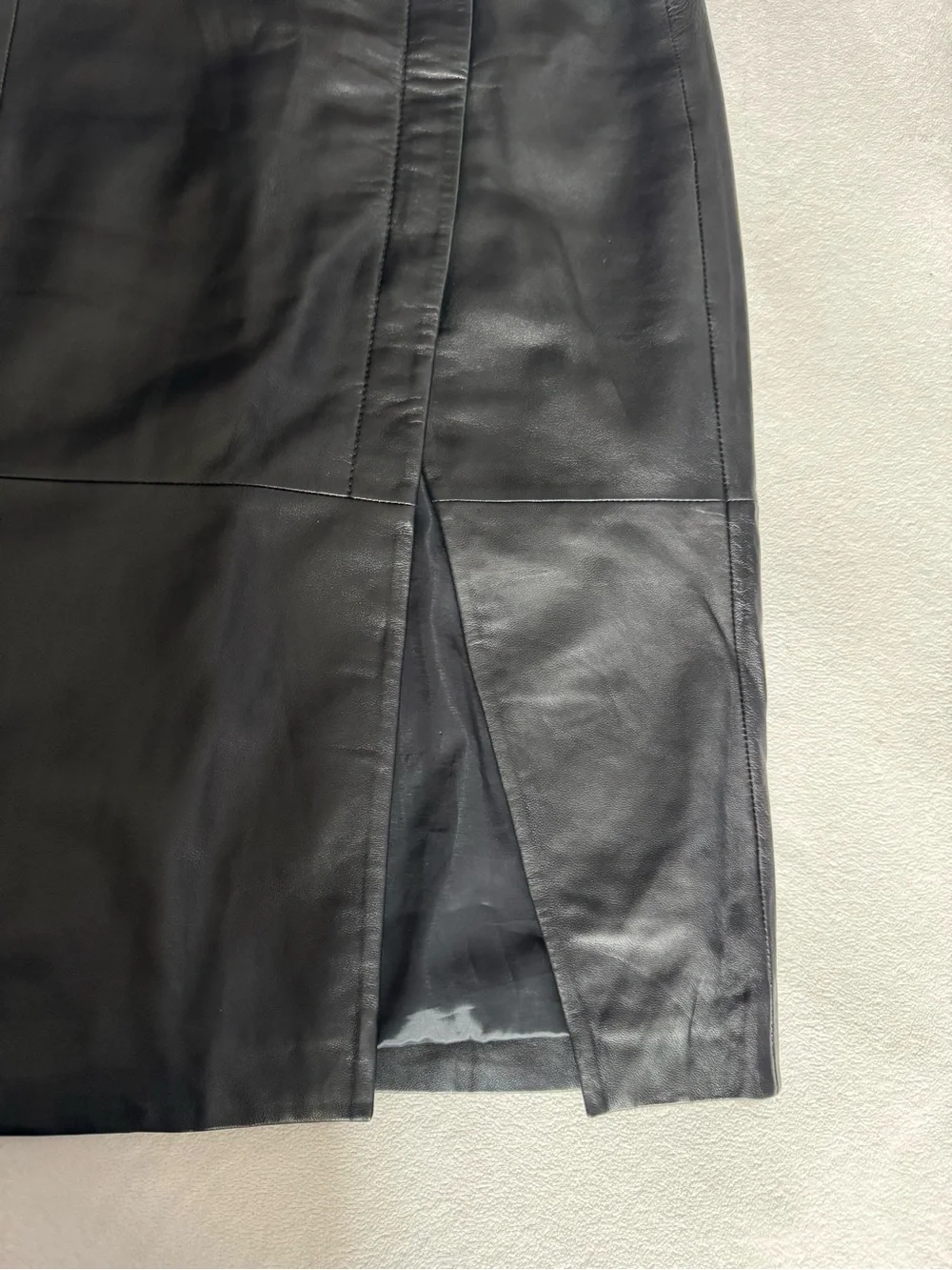 All Saints Black Genuine Leather High-Waist Mid -Length Pencil Skirt size 4